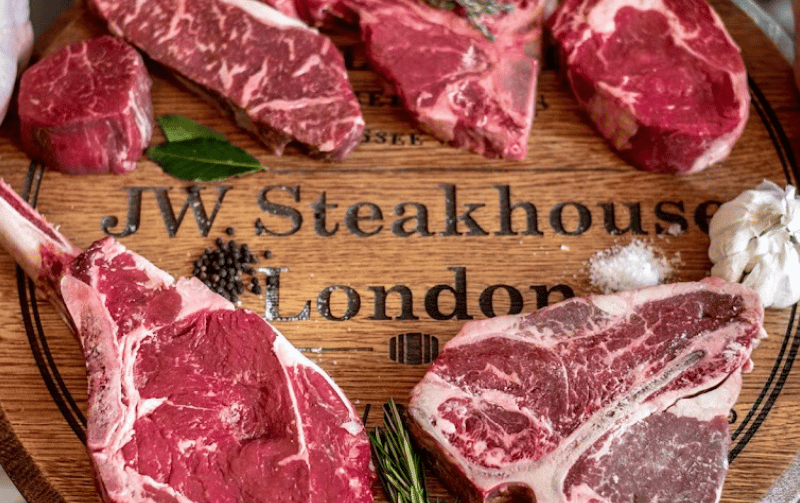 Angus Steakhouse Bond Street has a 4.6* rating from 1885 reviews. OpenTable says: “The authentic steakhouse experience has arrived at London’s Grosvenor House on Park Lane. Offering tender hand-cut selections of dry-aged American USDA prime beef, grilled to perfection; crisp salads, fresh seafood, and mouth-watering desserts perfectly matched with great wines.”
