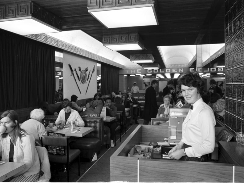 Interior of the Golden Egg restaurant in Princes Street Edinburgh, July 1970.