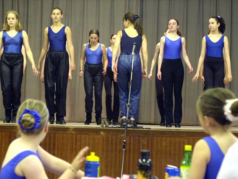 Dancers of the Helen Lamb Tap School were raising money for CARE International UK by dancing non-stop for two hours at Blackburn Hall in June 2000.