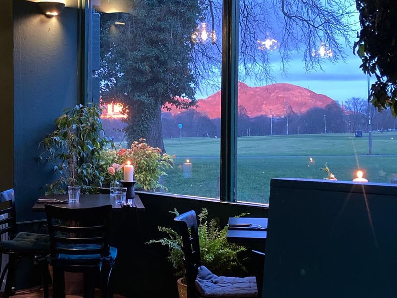 The beautiful view from Leftfield, which takes in the Meadows and what looks like Uluru (aka Arthur's Seat). This venue is famous for their seafood platter. 12 Barclay Terrace, Edinburgh (0131 229 1394, www.leftfieldedinburgh.co.uk)