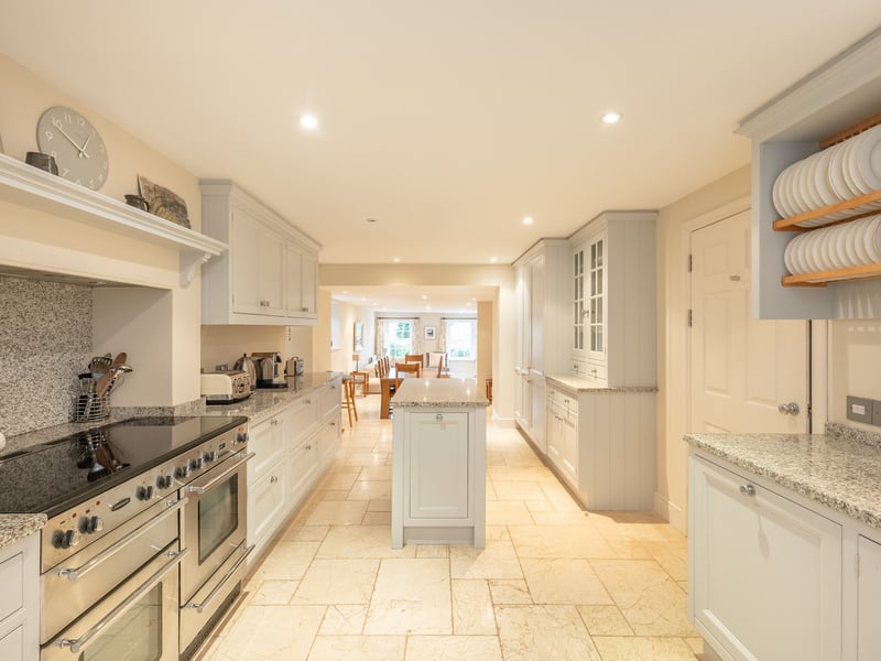 The house's kitchen adjoins a dining room