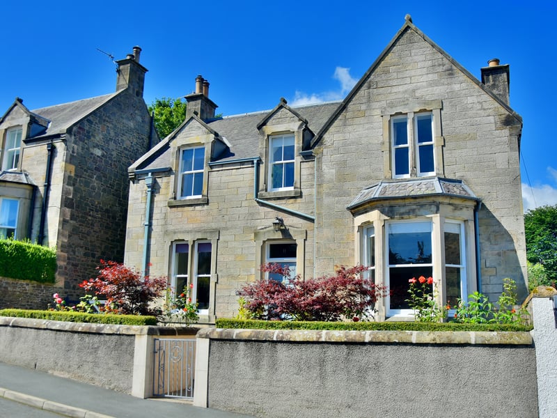 This beautiful home is on a quiet street in Gala, just a five-minute drive from the railway station at Tweedbank, and 35 miles from Edinburgh.
