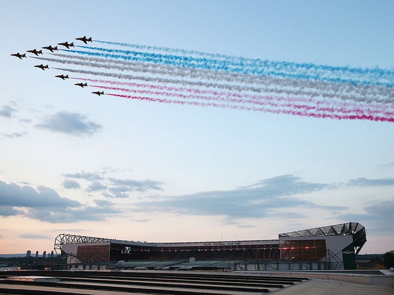The RAF Red Arrows took to the skies over the stadium.