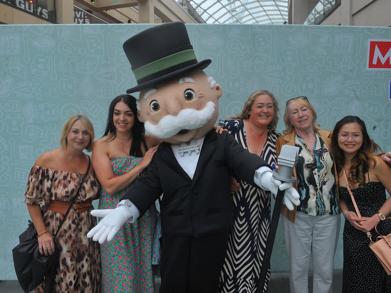 Mr Monopoly meets visitors at Trinity Leeds.