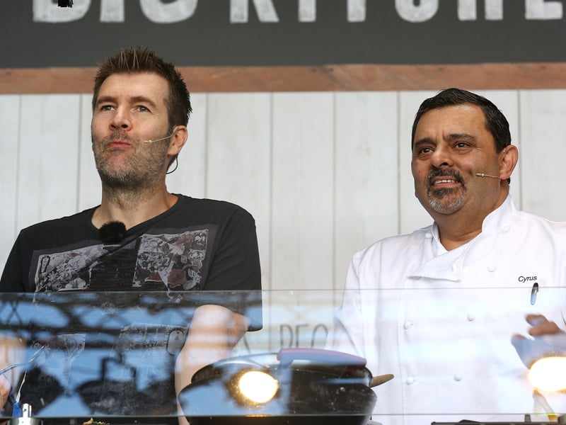 Rhod Gilbert, seen here with Chef Cyrus Todiwala, is scheduled to perform at the Victoria Theatre in Halifax on November 9 2024, at Leeds' Grand Theatre on November 10 2024 and two nights at the City Hall Oval Hall in Sheffield on October 19 and 20 2024. 