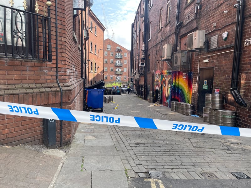 A forensic scene has been put in place near to The Bridge Bar on the corner of Call Lane and Bridge End.