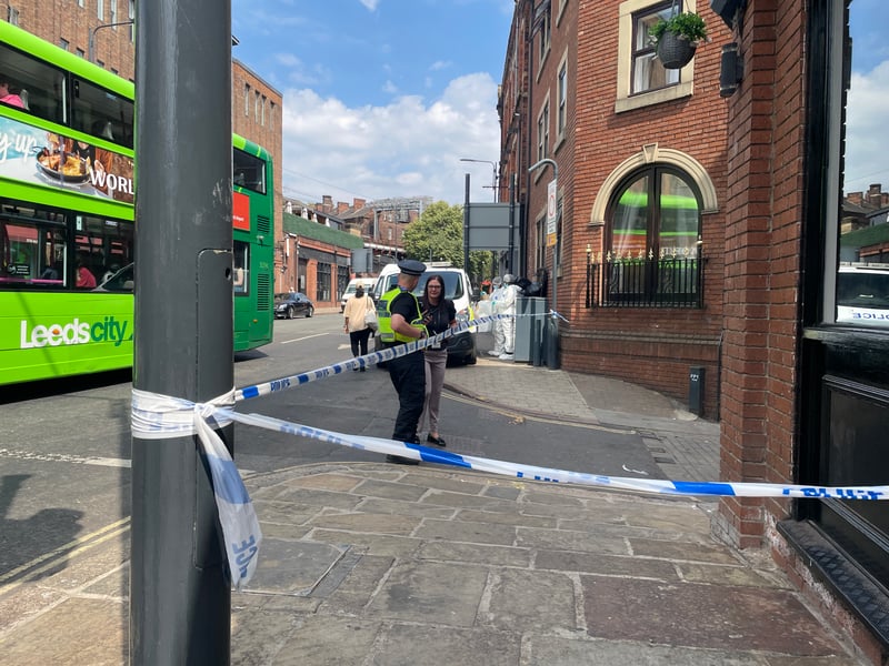 Detectives from Leeds CID were pictured at the scene.