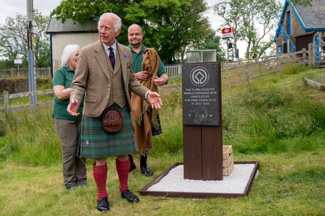 King Charles III unveils the Flow Country World Heritage Site plaque