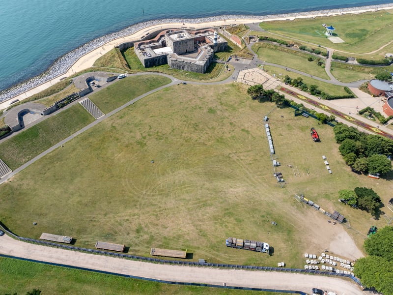 Footage reveals that preparation is getting underway on Southsea Common ahead of Victorious Festival taking place this month. 