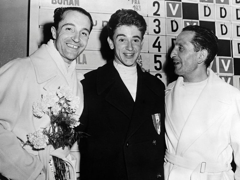 The third of five athletes to have won 13 Olympic medals is Italian fencer Edoardo Mangiarotti (pictured on the left). He won 6 golds, 5 silvers and 2 bronzes between 1936 and 1960.
