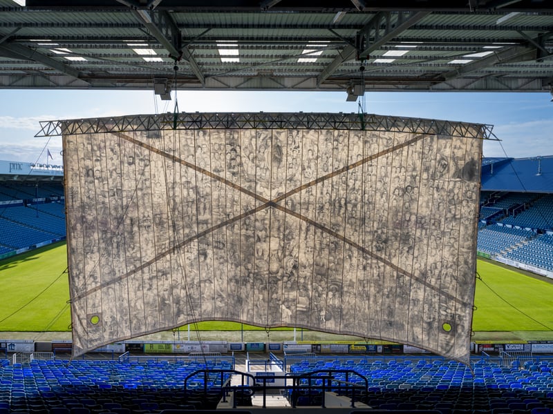 Pete Codling's incredible 170-square-metre artwork was successfully unveiled at Fratton Park on Saturday, July 3.