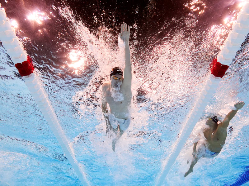 23-year-old Daniel Wiffen captured during the 800-metre freestyle swimming race, captured using an underwater robotic camera