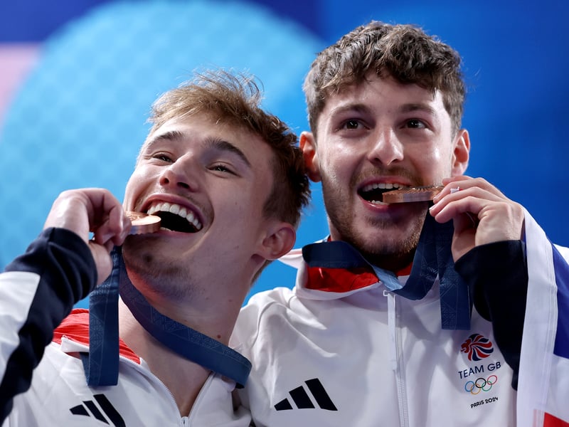 Bronze medalists Anthony Harding and Jack Laugher pictured. 