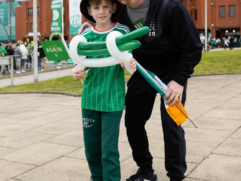 Celtic fans await the team ahead of the game with Kilmarnock.