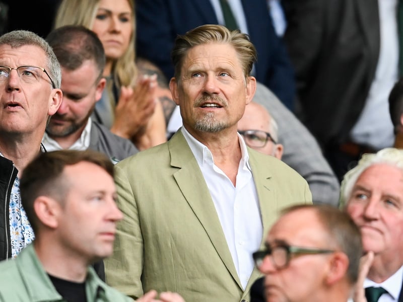 Peter Schmeichel watches on as his son, Kasper, makes his Celtic debut.