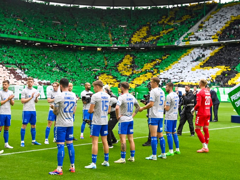Kilmarnock give Celtic a guard of honour as they enter the pitch at Celtic Park.