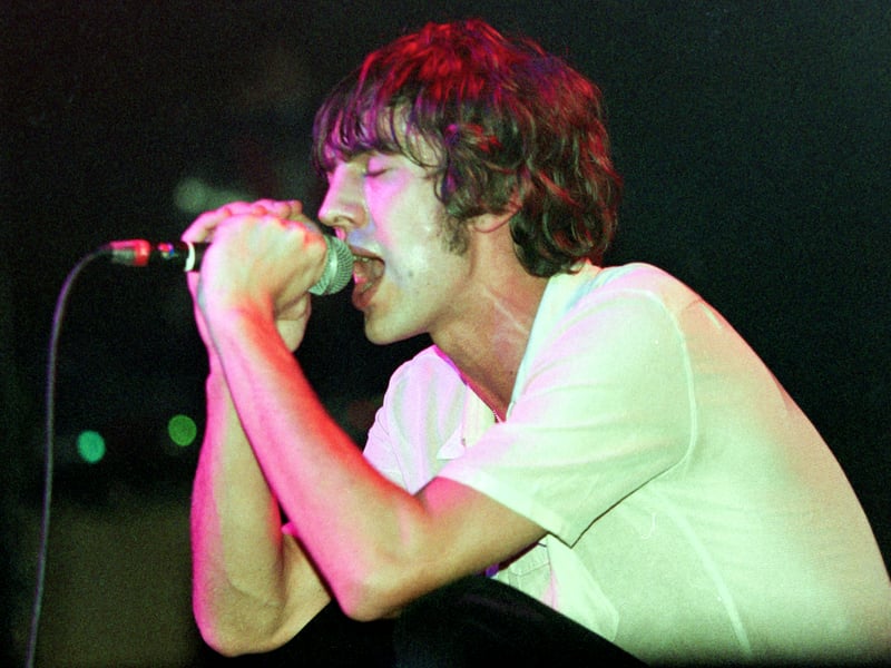 Richard Ashcroft of the Verve performs on stage at the Barrowland Ballroom on 11 January 1998. 