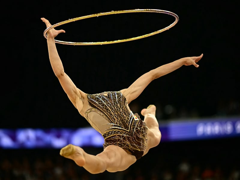 Spain's Polina Berezina as she competes in the rhytmic gymnastics' individual all-around qualification