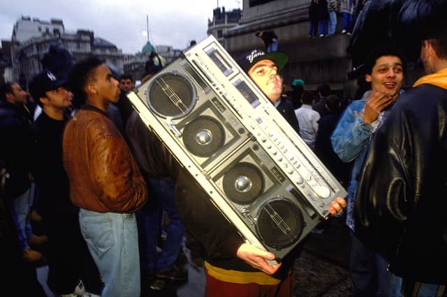 These days people blast music out of their mobile phones, but back in the 1980s you would have had to carry a boombox with you. This was like the peak of cool.