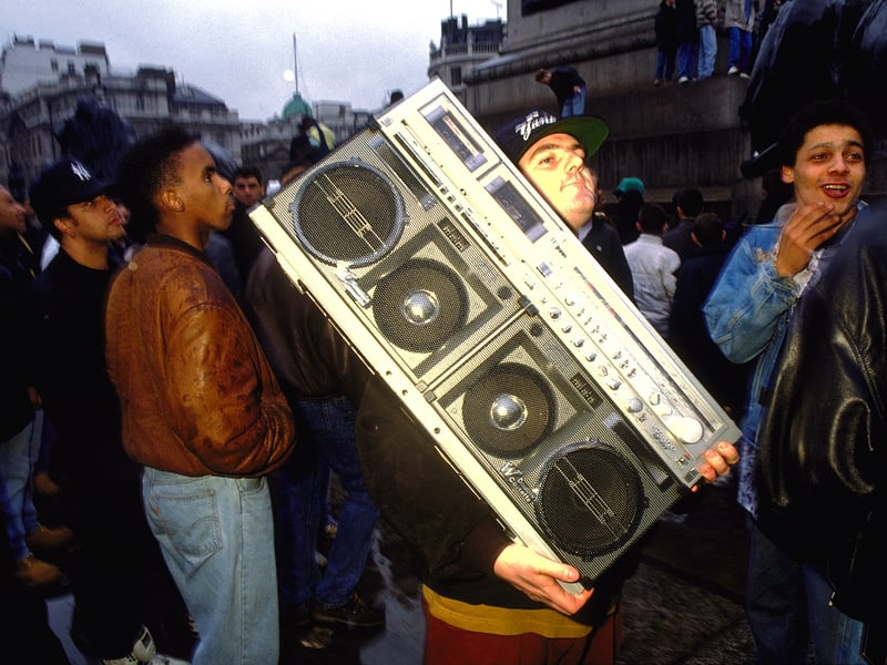 These days people blast music out of their mobile phones, but back in the 1980s you would have had to carry a boombox with you. This was like the peak of cool.