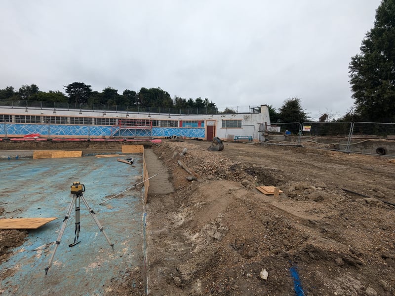 New drainage around the pool has now been laid, ready for the resurfacing of the pool area later this year.