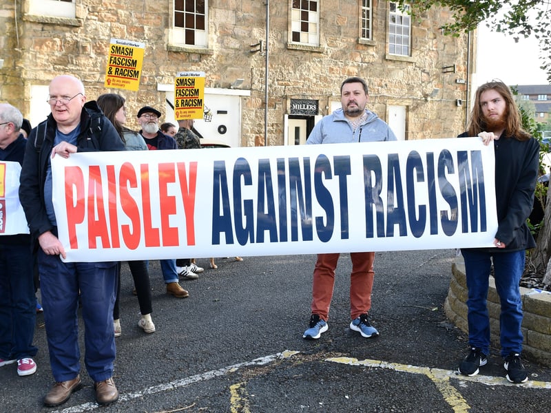 As anti-racism protesters gathered in Paisley, Police Scotland have said they are monitoring the situation across the country closely