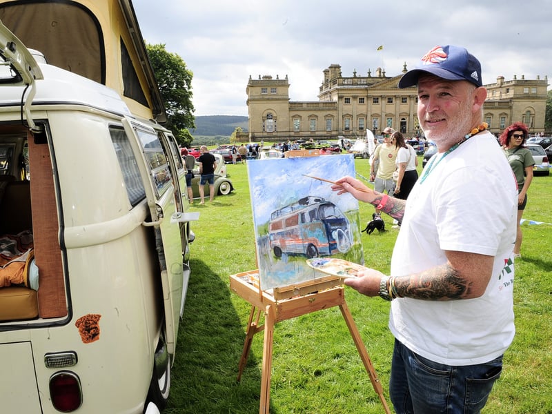 Wakefield artist Craig Lovelock finishes off one of his paintings. (pic by Steve Riding / National World)