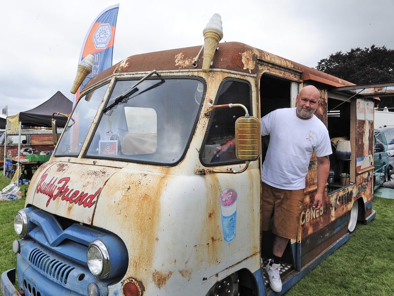 Joe Riley of Doncaster with his 1951 P350 ice cream van from Ohio, there are only two left in the world. (pic by Steve Riding / National World)