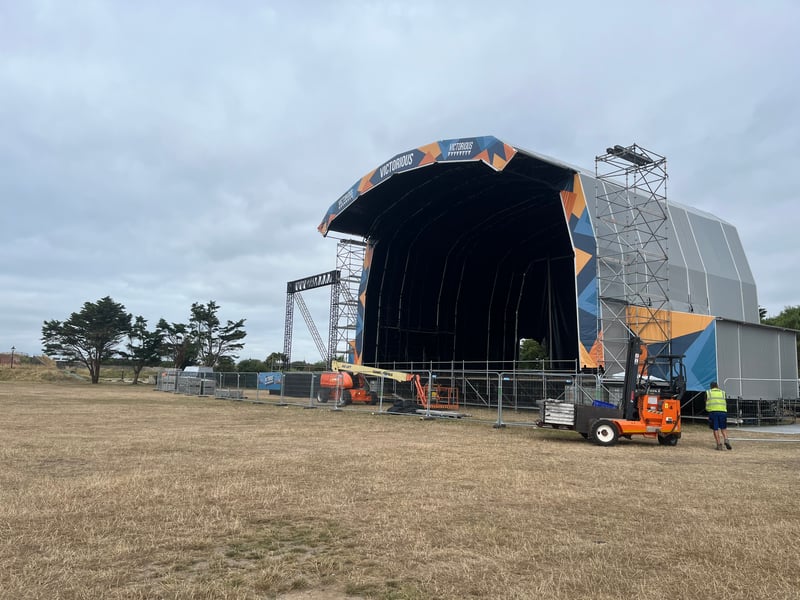 Preparation gets underway for Victorious Festival 2024.
Pictured: Castle Stage