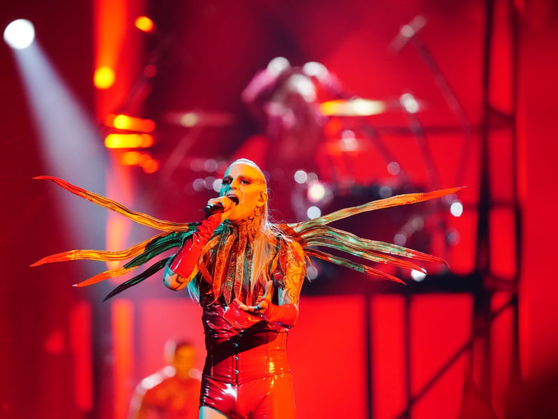 Germany Entry Lord of the Lost perform "Blood & Glitter" on stage during The Eurovision Song Contest 2023 Grand Final at M&S Bank Arena on May 13, 2023 in Liverpool, England.