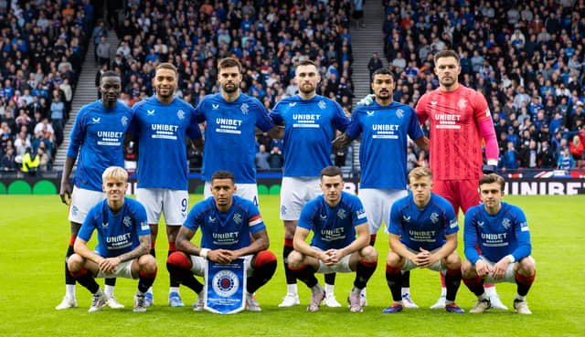 The Rangers team pose for a pre-match picture ahead of facing Dynamo Kyiv.