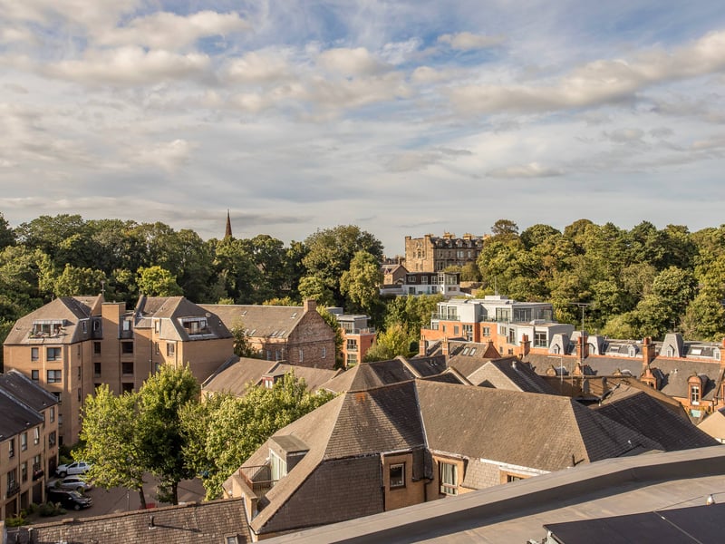 Looking over Edinburgh, the penthouse features lovely city views. 