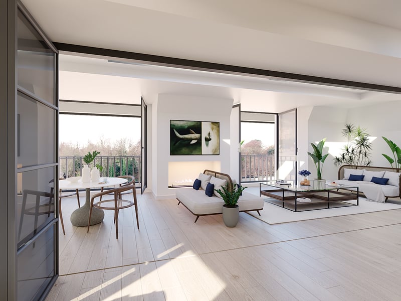 The Village View penthouse in Edinburgh features views over the Water of Leith as well as Dean Village.