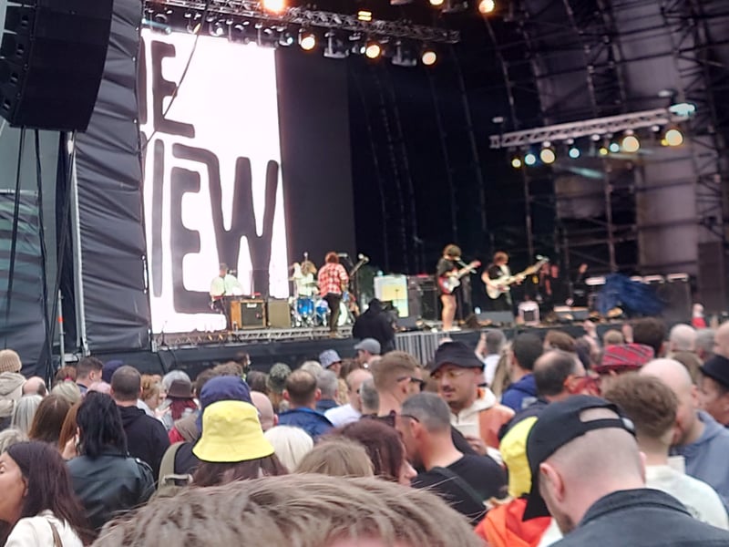 The View were on fire at Summer Sessions Edinburgh, with frontman Kyle Falconer not feeling the cold in shorts, and he was definitely in good spirits and pumped up during the Dundee indie rockers hour-long greatest hits set in the evening, before headliners Ocean Colour Scene took to the stage.