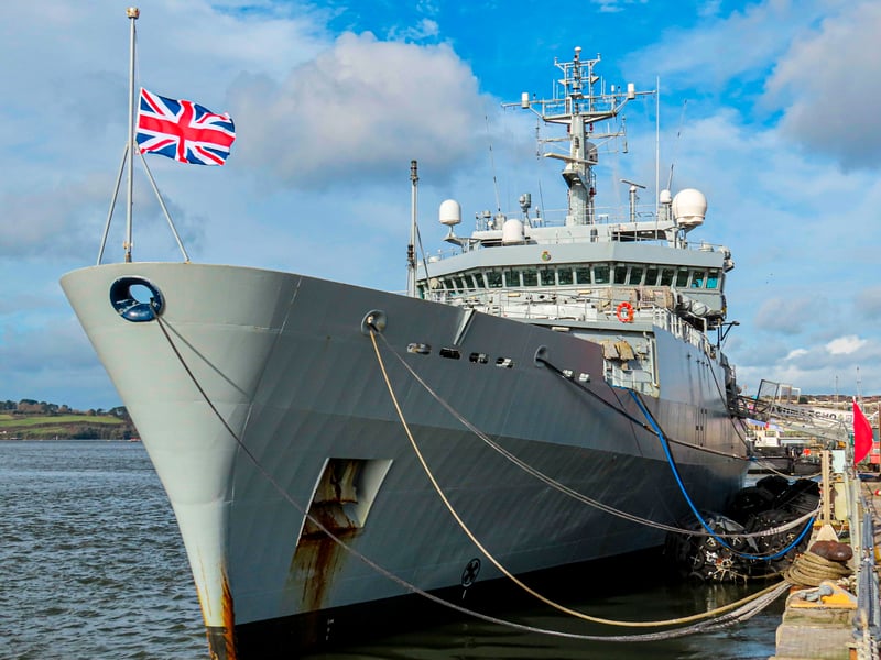 Multi-role hydrographic survey ship - decommissioned at HMNB Portsmouth on June 30, 2022. She could be used as the replacement for HMS Bristol as a Harbour Training Ship.