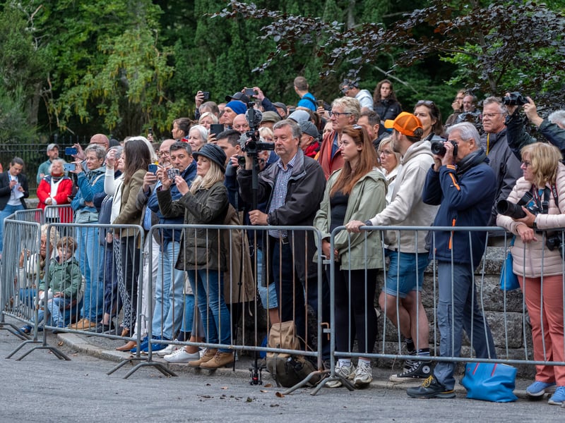 Members of the public watch as King Charles III inspects the Balaklava Company