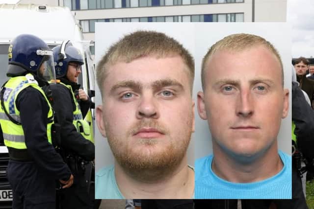 The two defendants pictured inset on the right have both been jailed today (Monday, August 19, 2024)
Niven Matthewman (left); Nathan Palmer (right)
