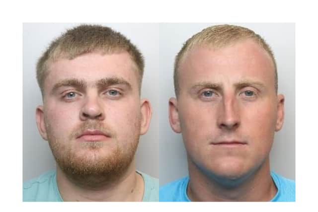 Niven Matthewman (left) and Nathan Palmer were jailed for their participation in the violent disorder in Rotherham on August 4, 2024, during hearings held at Sheffield Crown Court today (August 19, 2024)