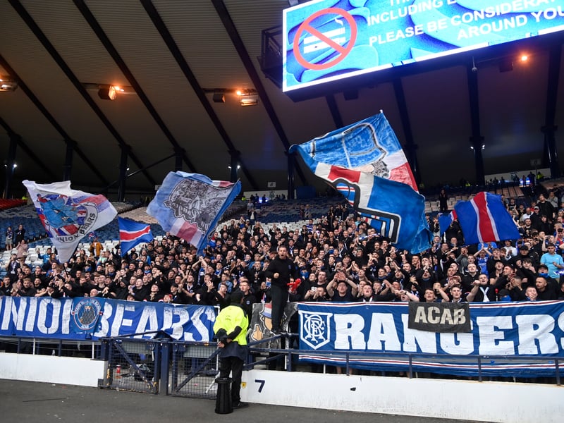 Rangers fans stay behind after the final whistle to applaud their players.