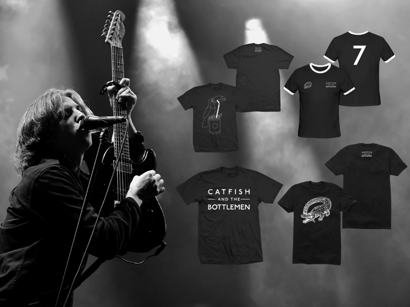 Simple but effective designs from Catfish and The Bottlement, who not only could offer football shirts but their line-drawn prints featuring an alligator for example look very "haute coture" in this band-shirt afficinado's eyes.
