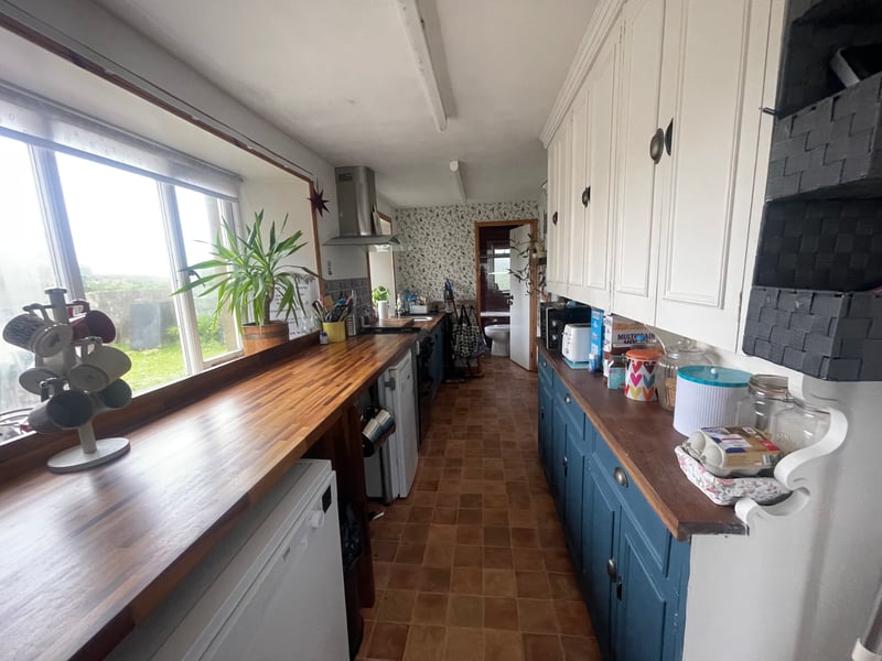 The kitchen inside Point Cottage.