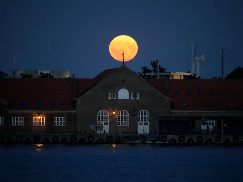 Supermoon rises over Copenhagen on Monday, Aug. 19, 2024