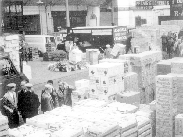 Interior of Glasgow's Fruit Market pictured in 1960 