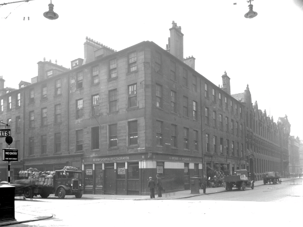 The corner of Candleriggs and Ingram Street before alterations pictured in September 1936. 