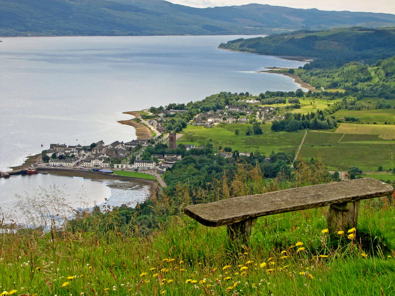 A tranquil view over Inveraray and Loch Fyne from Dun na Cuaiche