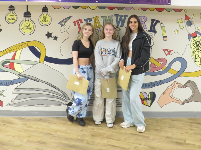 Pupils receive their GCSE results at Benton Park School.