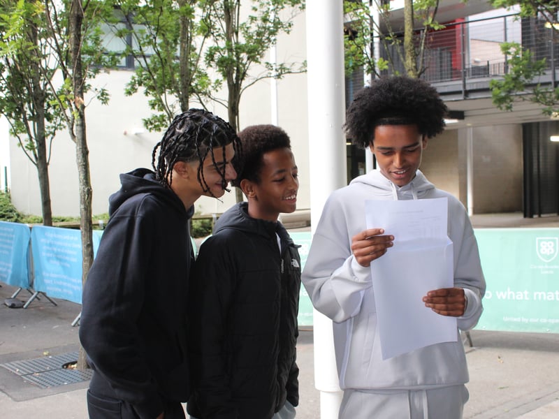 Pupils receive their GCSE results at Co-op Academy Leeds.
