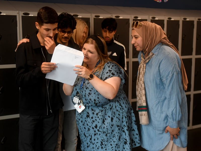 Pupils receive their GCSE results at Dixons Trinity Chapeltown.