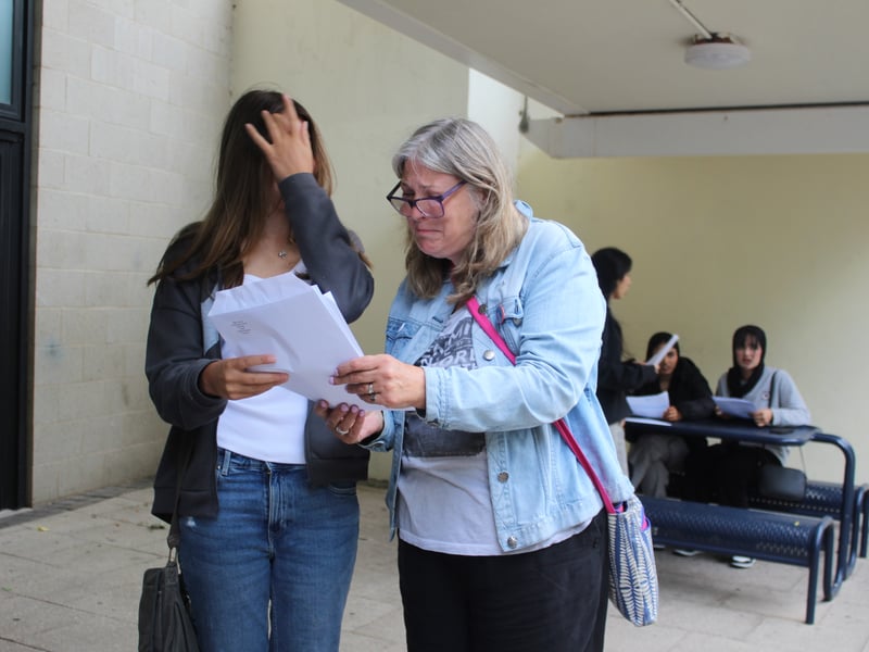Pupils receive their GCSE results at Co-op Academy Leeds.