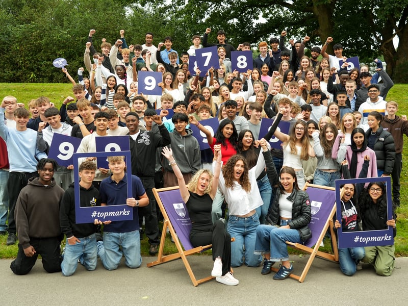 Pupils receive their GCSE results at The Grammar School at Leeds.